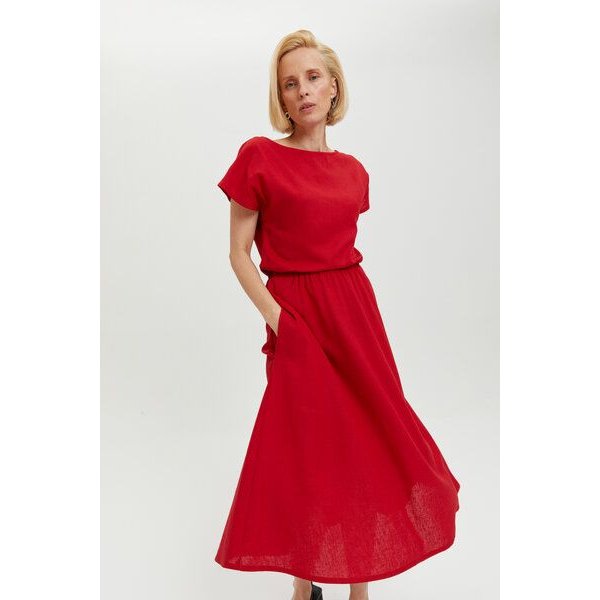 AYANI Nane | Kleid mit kurzen Ärmeln aus Leinen-ECOVERO