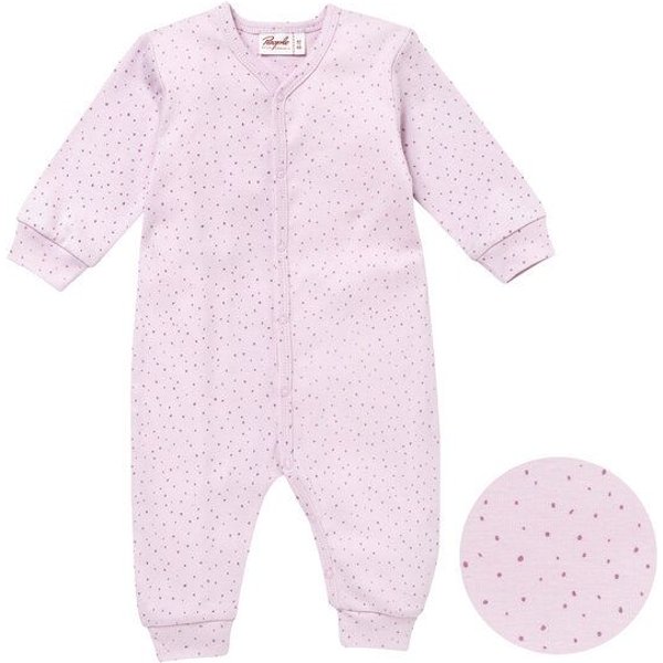 People Wear Organic Langarm Overall, rosa, "Tupfen", Bio-Baumwolle