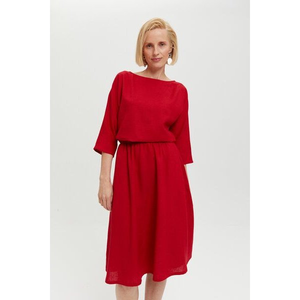 AYANI Nane Midikleid mit ¾-Ärmeln aus Leinen & ECOVERO