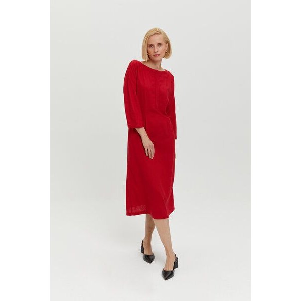 AYANI Lusin Midikleid aus Leinen & ECOVERO | Zeitloses Midi mit Knopfleiste & Taschen
