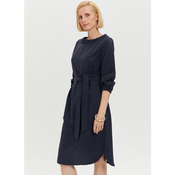 AYANI Celine Kleid aus TENCEL | Elegantes Midikleid mit Ausschnitt-Detail & Gürtel