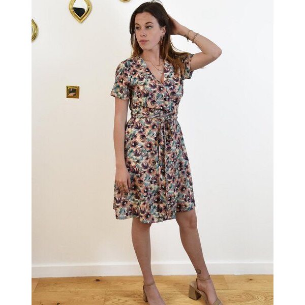 Aatise Wickelkleid 100% EcoVero Kurzarm Ziska- in Franckreich hergestellt