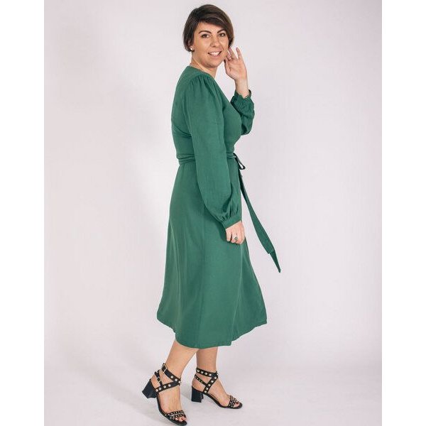 Aatise Wickelkleid mit Bischofsärmeln wadenlanger Rock Zovy, 100% EcoVero
