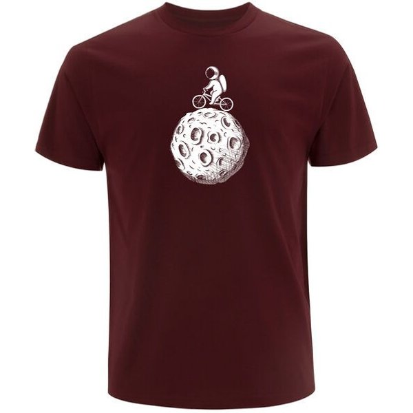 Spreecult Mond Fahrrad - Bio und Fair - Männer Unisex T-Shirt - Astronaut Weltall Erde Shirt