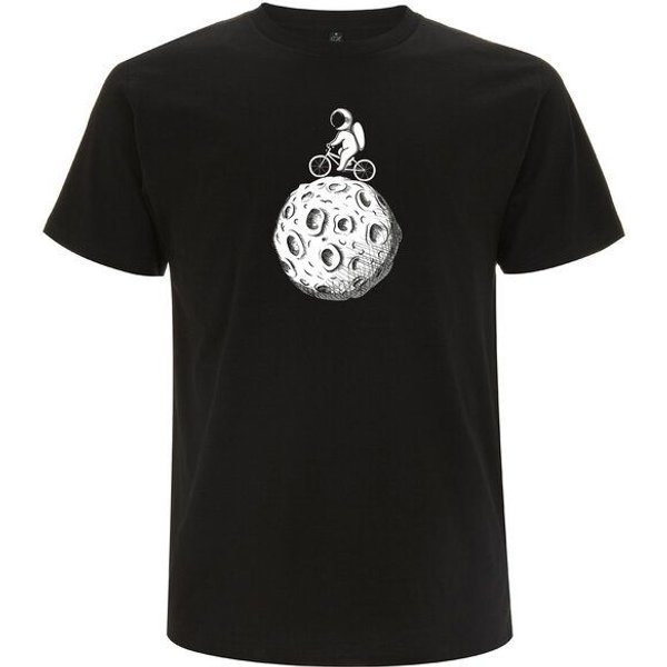 Spreecult Mond Fahrrad - Bio und Fair - Männer Unisex T-Shirt - Astronaut Weltall Erde Shirt