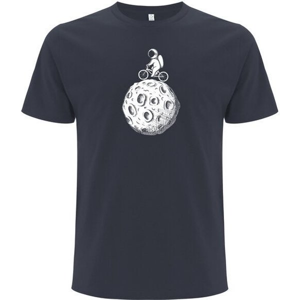 Spreecult Mond Fahrrad - Bio und Fair - Männer Unisex T-Shirt - Astronaut Weltall Erde Shirt