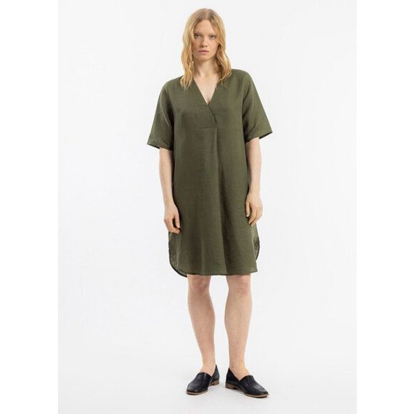Rotholz Kleid - Kaftan - aus einem Baumwolle/Leinen-Mix