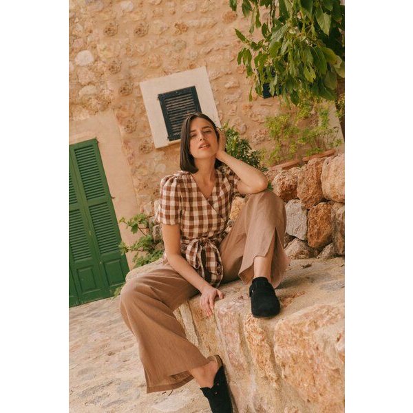 AmourLinen Leah weite Leinenhose mit Schlitzen