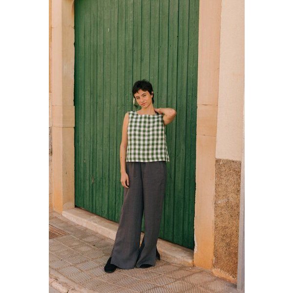 AmourLinen Leah weite Leinenhose mit Schlitzen