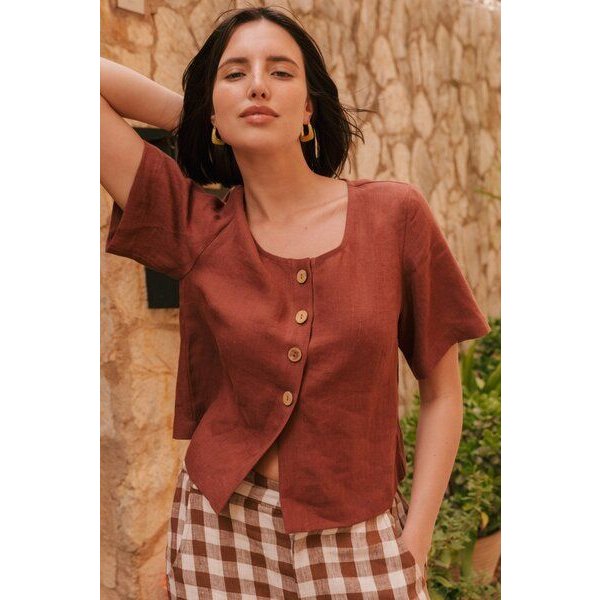 AmourLinen Maeve Leinenoberteil mit Knöpfen