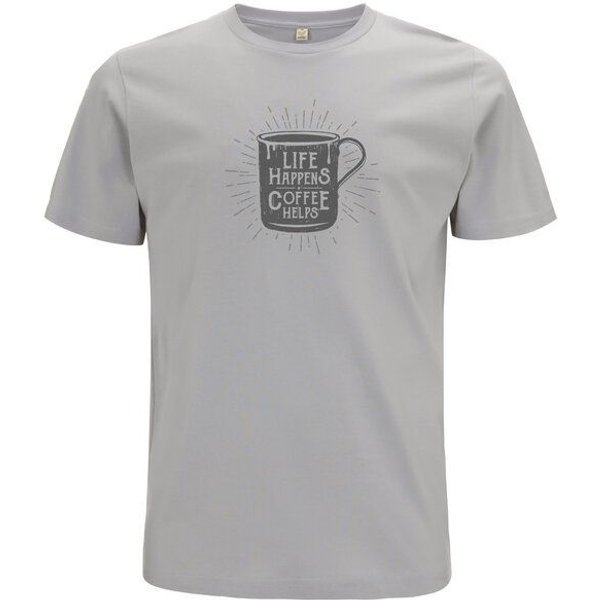 Spreecult Kaffee Hilft - Bio und Fair - Männer Unisex T-Shirt - Coffee Helps