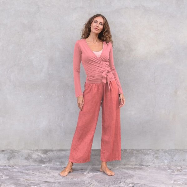 Jaya YAEL Damen - Wickeljacke für Yoga und Freizeit aus Biobaumwolle - rosewater