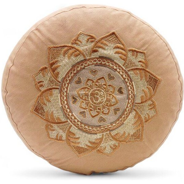 BAGHI Meditationskissen Rund pastellige Farben Om Bestickung - Sitzhöhe 15cm Baumwolle