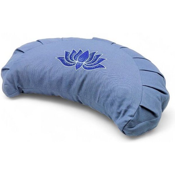 BAGHI Meditationskissen Halbmond pastellige Farben Lotus Bestickung - aus Baumwolle Sitzhöhe 14 cm