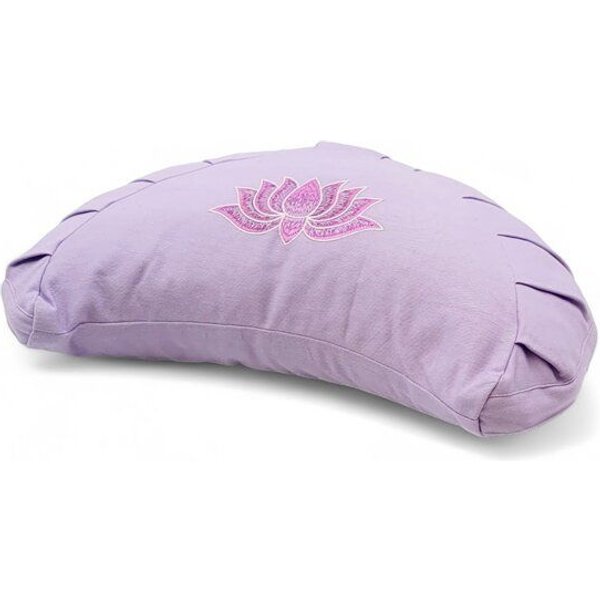 BAGHI Meditationskissen Halbmond pastellige Farben Lotus Bestickung - aus Baumwolle Sitzhöhe 14 cm