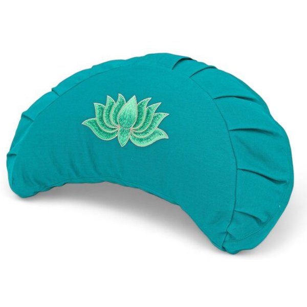 BAGHI Meditationskissen Halbmond kräftige Farben mit Lotus Bestickung im Farbverlauf aus Baumwolle