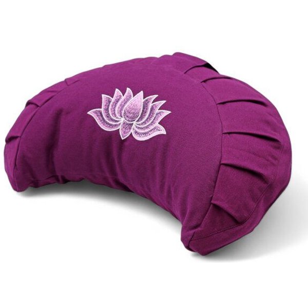 BAGHI Meditationskissen Halbmond kräftige Farben mit Lotus Bestickung im Farbverlauf aus Baumwolle