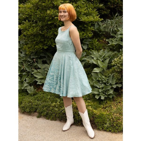 Peaces.bio - handbedruckte Biomode Sommer Tanzkleid - Bio-Leinen - Rankenzauber