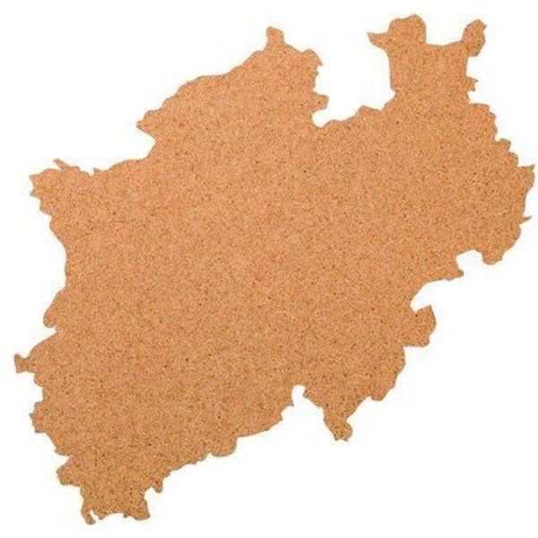 Kork-Deko NRW als Pinnwand aus Kork XXL ca. 80x50 cm | Umriss Nordrhein-Westfalen