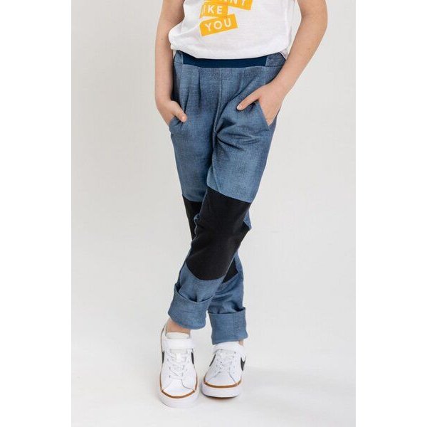 Babbily Bequeme Schlupfhose im Jeans-Look mit verstärkten Knien
