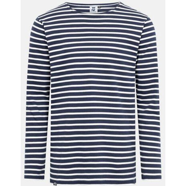 Hanseheld Streifenshirt Herren Petrol-Natur Langarm GOTS Organic