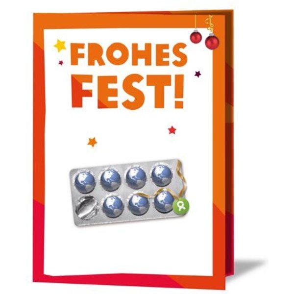 OxfamUnverpackt Spenden-Geschenk "Medikamente" (Weihnachtskarte mit Magnet)