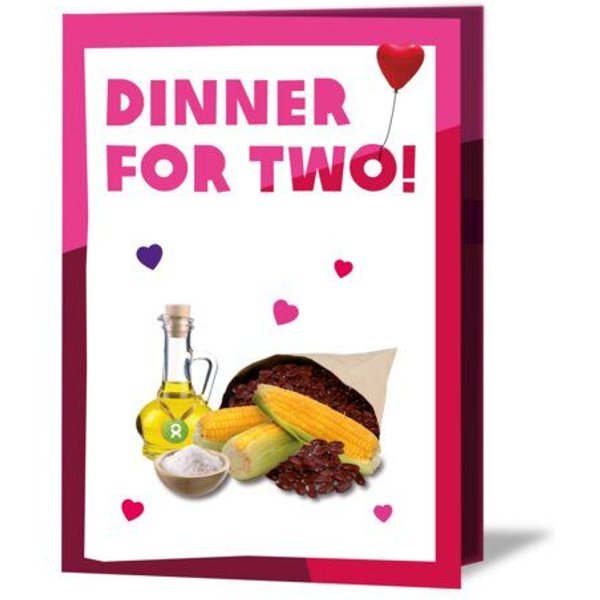 OxfamUnverpackt Spenden-Geschenk "Nahrungspakete" (Grußkarte zum Liebe zeigen mit Magnet)