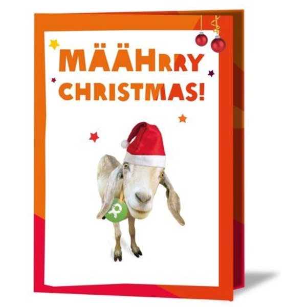 OxfamUnverpackt Spenden-Geschenk "Ziege" (Weihnachtskarte mit Magnet)