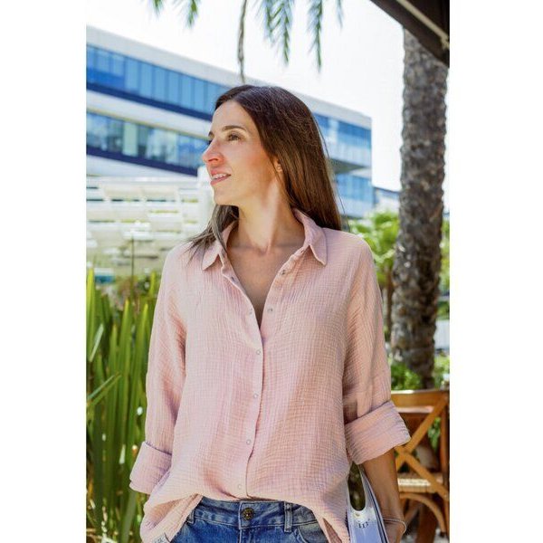 Hutch&Putch Musselin Oversize Bluse - Klassische Bluse - Langarmbluse aus 100% Bio-Baumwolle