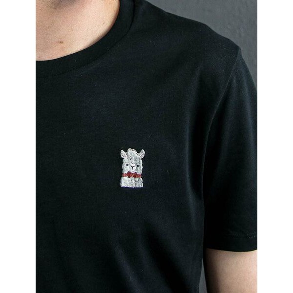 sticknic T-Shirt mit Lama Motiv gestickt - Minimalistische Stickerei- Auch als Geschenk