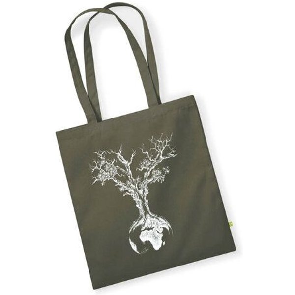 Life-Tree Organic Fairwear Tote Bag Weltenbaum | Natur/Burgund