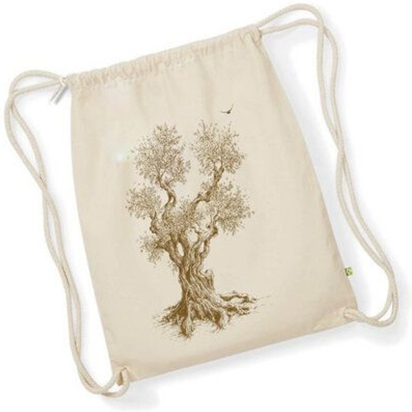 Life-Tree Organic Fairwear Stringbag Olive Tree | Grün/Blau/Weiß/Rot