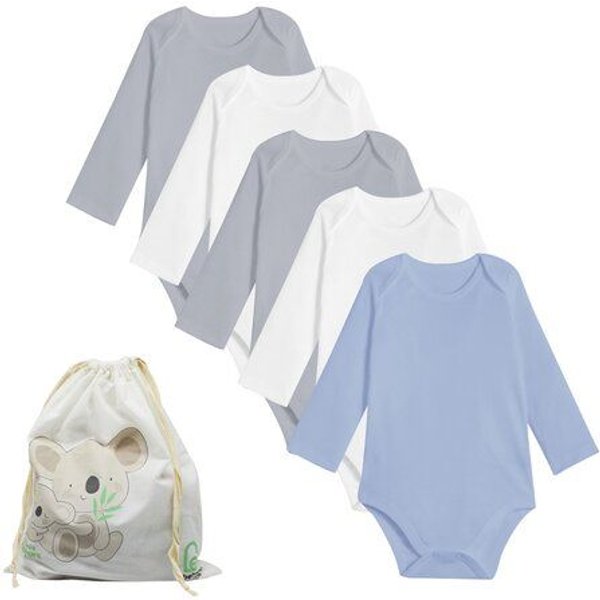 Biorganic 5er-Pack Baby Body Unisex Langarm, GOTS-zertifiziert