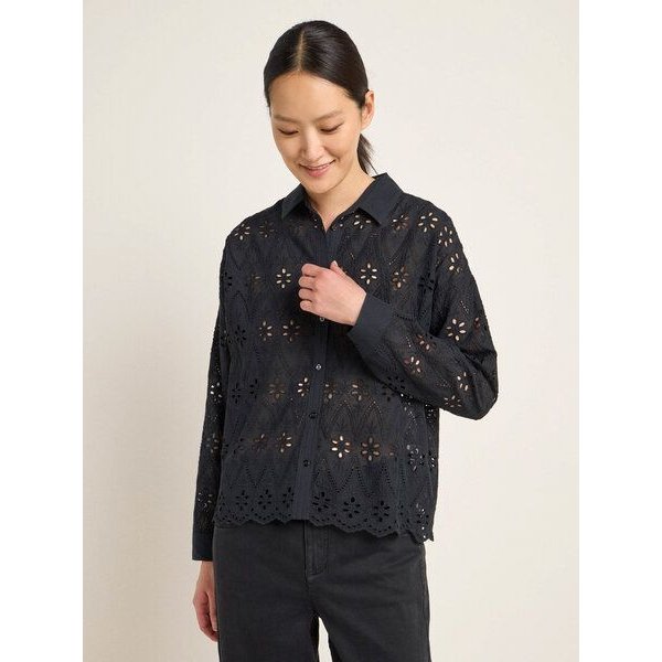 LANIUS Spitzen-Hemdbluse aus Bio-Baumwolle