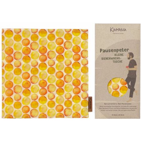 Kumanu - von Natur aus gut Bienenwachs-Snacktasche "Pausenpeter" | 22x20cm | aus Bio-Bienenwachstuch