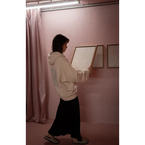 noemvri fashion label Canvas Hoodie Michi Fine Lines vanilla