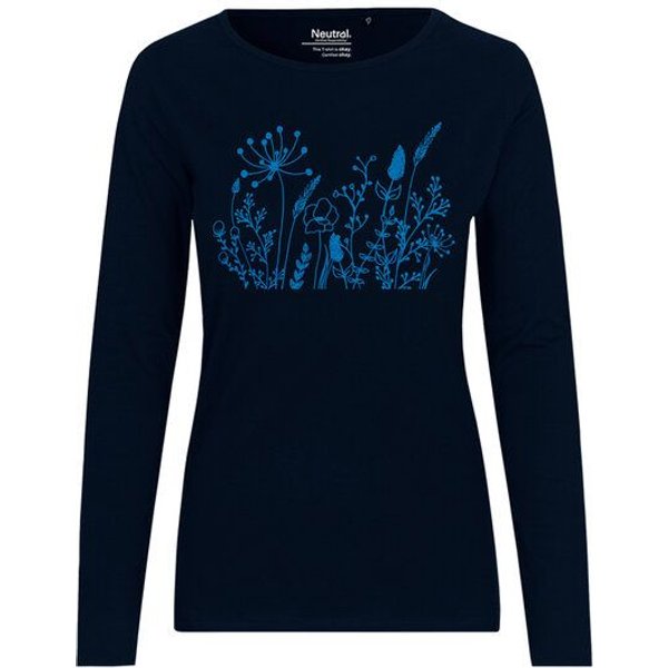 HANDGEDRUCKT "Wilde Wiese" Frauen Longsleeve Neutral