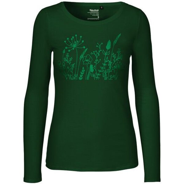 HANDGEDRUCKT "Wilde Wiese" Frauen Longsleeve Neutral