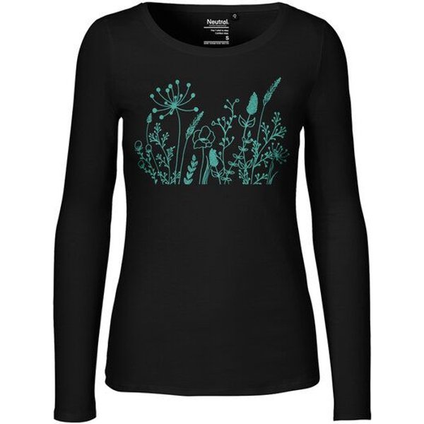 HANDGEDRUCKT "Wilde Wiese" Frauen Longsleeve Neutral
