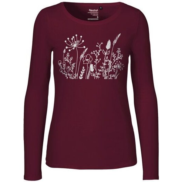 HANDGEDRUCKT "Wilde Wiese" Frauen Longsleeve Neutral