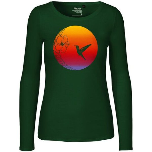 HANDGEDRUCKT "Kolibri" Frauen Longsleeve Neutral