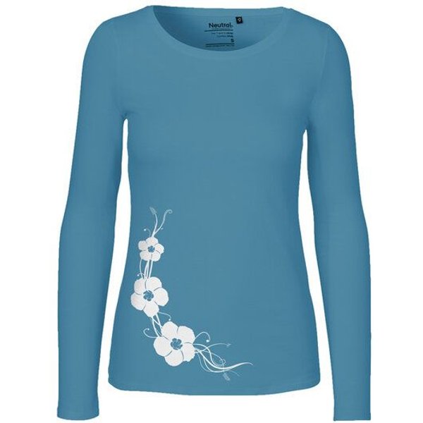 HANDGEDRUCKT "Hibisken" Frauen Longsleeve Neutral