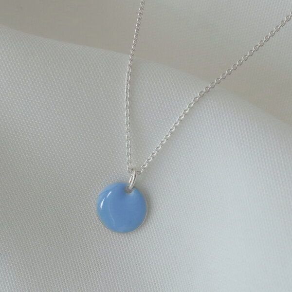 BELLYBIRD Jewellery Halskette - emailliertes Plättchen, Anhänger aus Silber mit Emaille