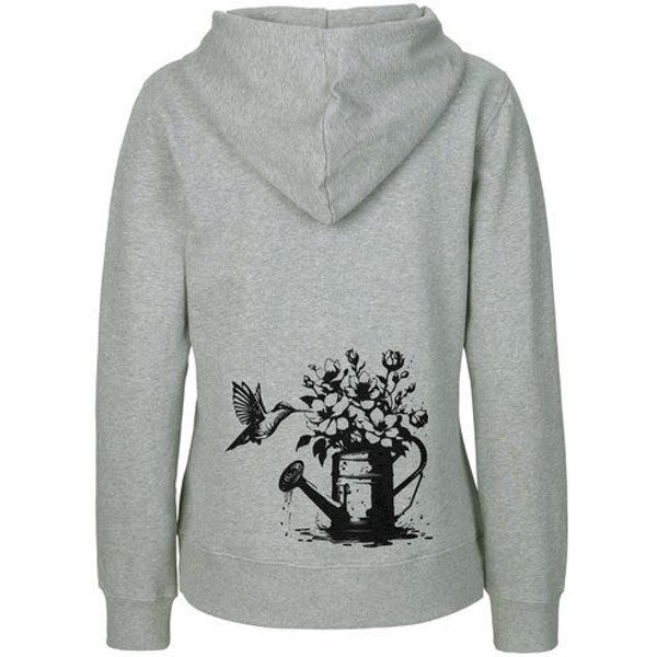 HANDGEDRUCKT "Gartenfreude" Frauen Zip Hoody Neutral