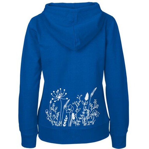 HANDGEDRUCKT "Wilde Wiese" Frauen Zip Hoody Neutral