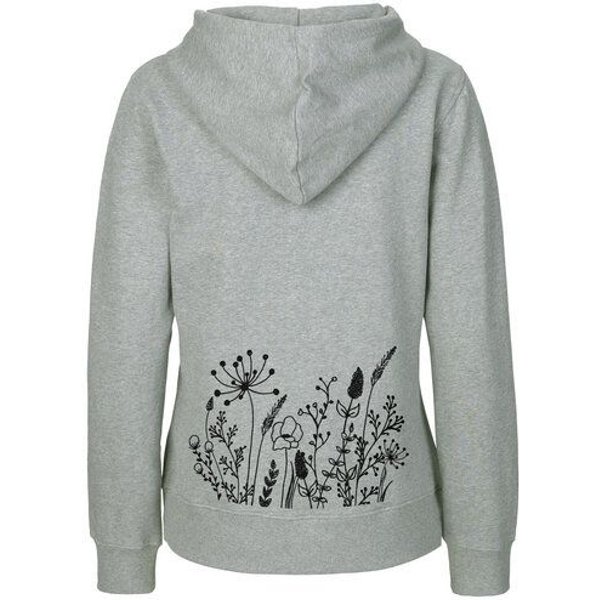 HANDGEDRUCKT "Wilde Wiese" Frauen Zip Hoody Neutral