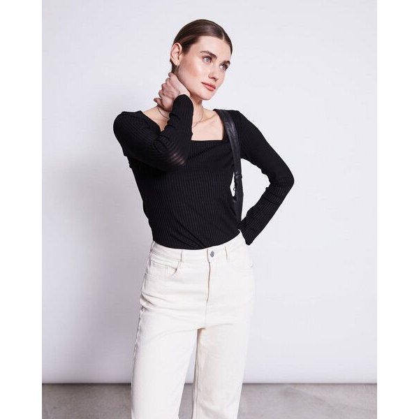 JAN N JUNE Langarmshirt FRIA aus geripptem Lyocelljersey