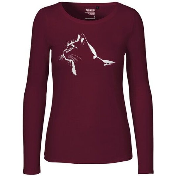 HANDGEDRUCKT "Stubentiger" Frauen Longsleeve Neutral