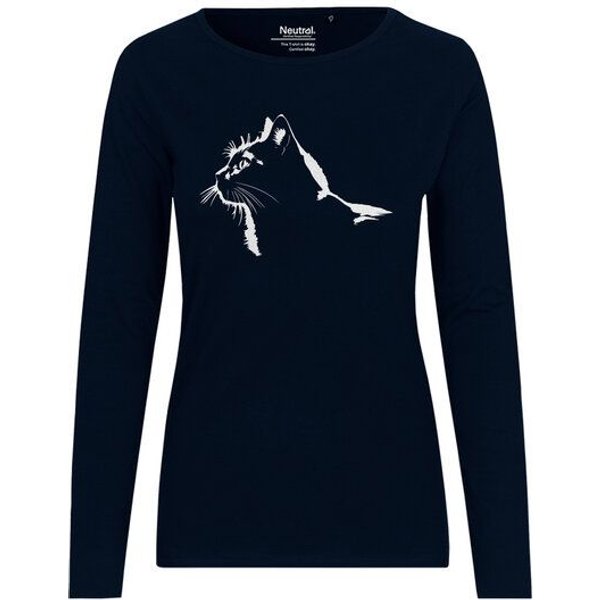 HANDGEDRUCKT "Stubentiger" Frauen Longsleeve Neutral