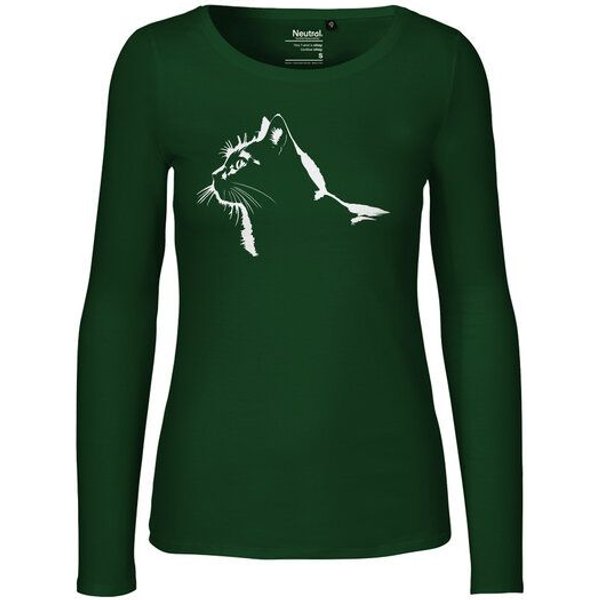 HANDGEDRUCKT "Stubentiger" Frauen Longsleeve Neutral